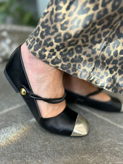 Black Metallic Toe Ballet Pump