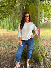 Cream Striped Detail Knit Polly
