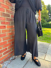 Black Wide Leg Pull on Silvia Trousers