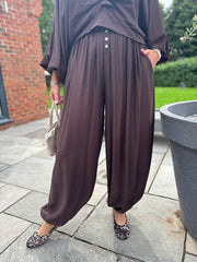 Chocolate Hareem Button Trousers Misty