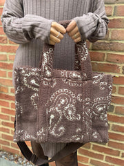 Chocolate Fluffy Paisley Pattern Tote