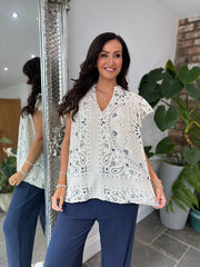 Stone Bubble Cotton Paisley Top Sammie