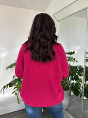 Raspberry Roll Neck Shimmer Knit Susan