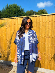 Navy Coastal Palm Blouse Naomi