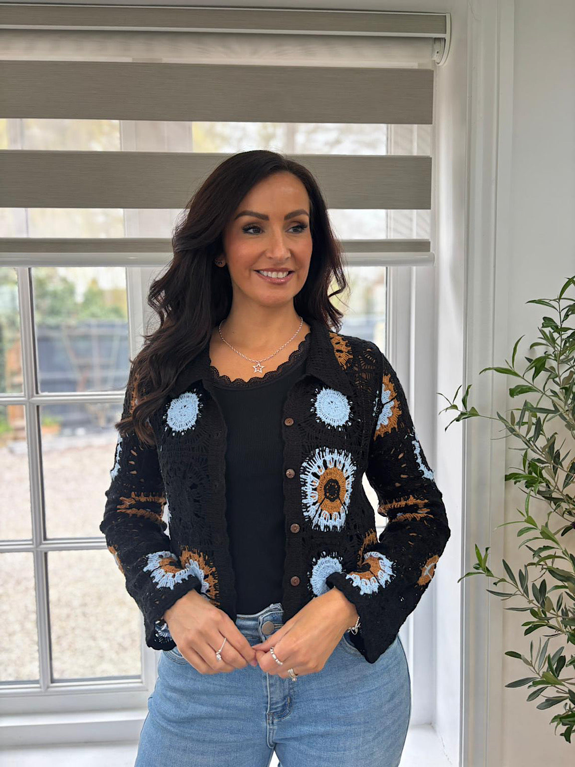 Black Crochet Patchwork Cardi Silvia – Tillett's