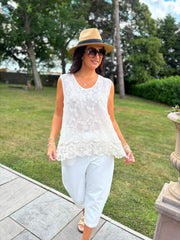 Stone Floral Lace Hem Vest Dina