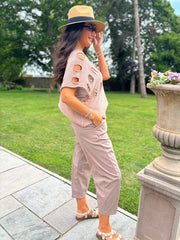 Pink Distressed Metallic Knit Bianca