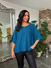 Teal Reverse Seam Round Neck Diana