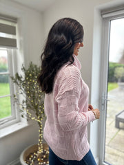 Rose Roll Neck Checkered Knit Rachel