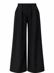 Black Tailored Wide Leg Pleat Trousers