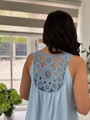 Blue Crochet Detail Vest Moira
