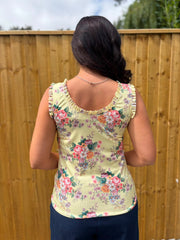 Lemon Vintage Floral Ruffle Vest Yasmin