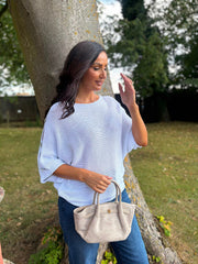 White Button Sleeve Knit Augustine