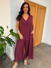 Wine Wide Leg Jumpsuit Kaylee