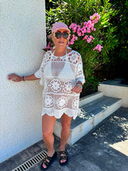White Crochet Open Knit Kerri