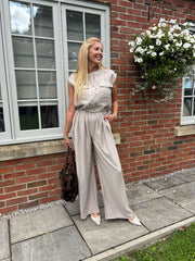 Stone Sleeveless Button Top and Trouser Co-Ord Piper