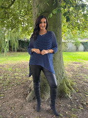 Navy Asymmetric Loose Knit Melody