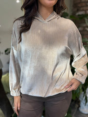 Mocha Sparkle Velour Hoodie Colette