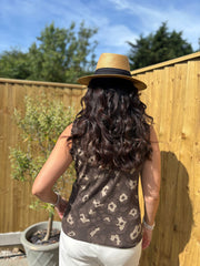 Chocolate Leopard Ruffle Trim Vest Zoe