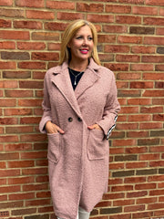 Rose Boucle Stripe Detail Coat Mia
