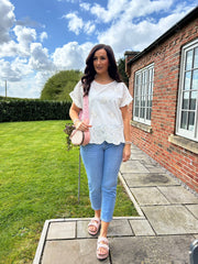 White Embroidered Paisley Top Giselle