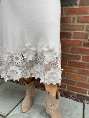 Stone Floral Applique Knit Skirt Dina