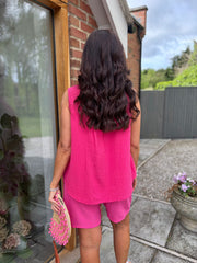 Lipstick Pink Flower Detail Vest Nina