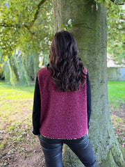 Wine Leopard Trim Waistcoat Rhea