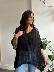 Black Open Weave Knit Peyton