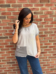 Mocha Asymmetric Panel Flower Top Adele