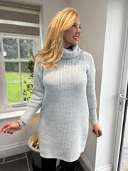 Grey Button Detail Knit Dress Harley