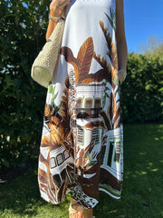 Chocolate Mediterranean Palm Dress Indie