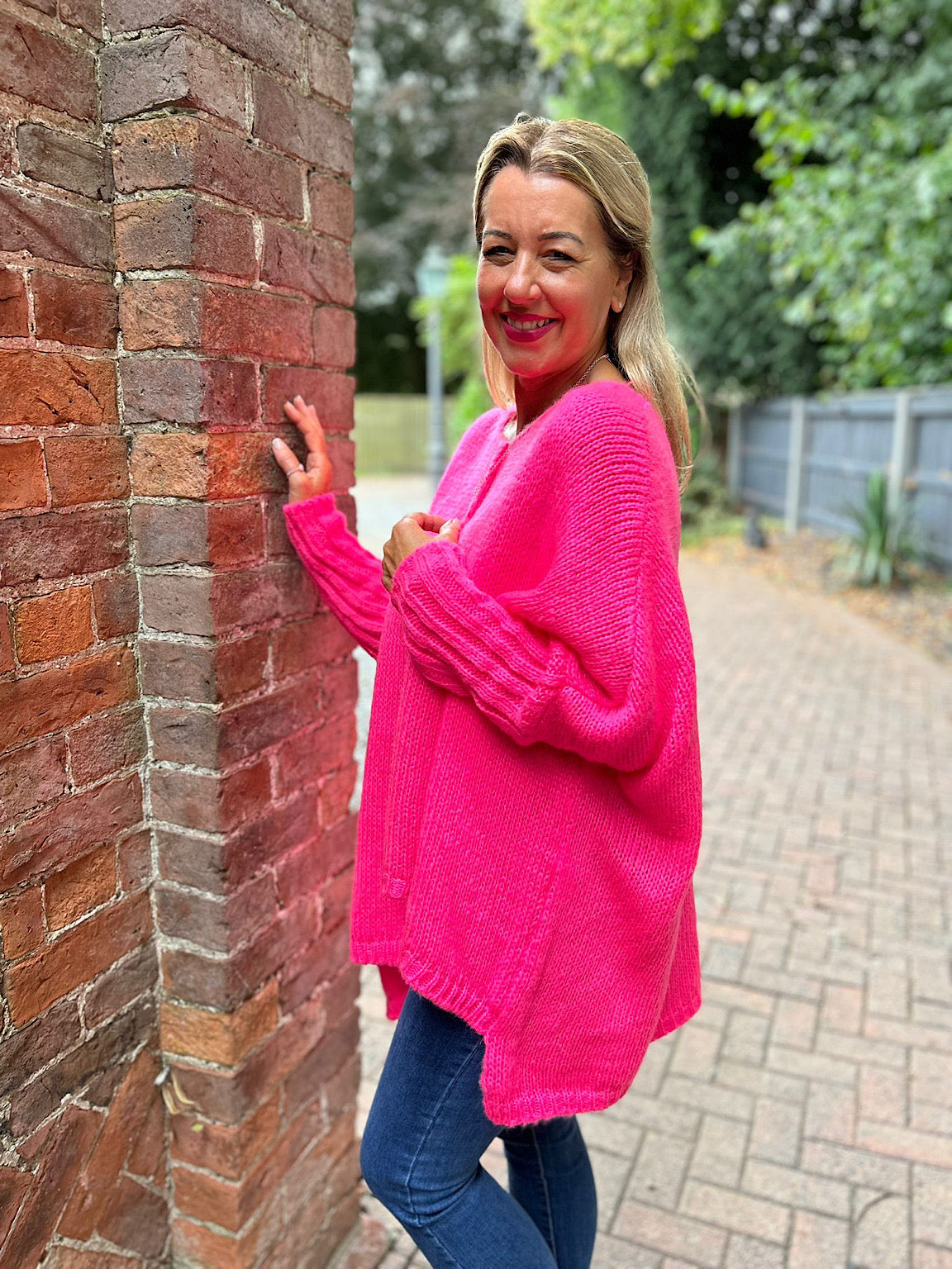 Bright pink sweater hotsell