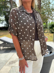 Chocolate Polka Dot Blouse Kathy