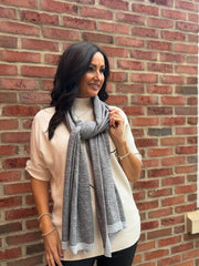 Grey Cashmere Blend Shimmer Scarf