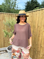 Chocolate Cotton Reverse Seam Knit Jo
