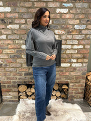 Charcoal Button Detail Roll Neck Eliza