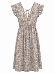 Mocha Bubble Cotton Leopard Print Maxi Dress Tillie