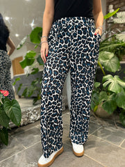 Teal  Leopard Seam Front Trousers