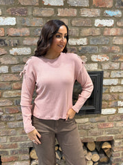 Pink Lace Up Sleeve Knit Aubrey
