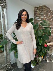 Mocha Chevron Knit Jumper Dress Kelly