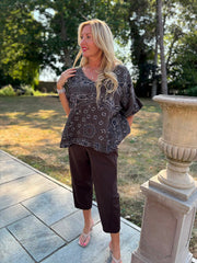 Chocolate Bubble Cotton Paisley Top Kimberly