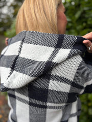 Navy Check Hooded Cardigan Taylor