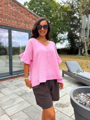 Candy Pink Bubble Cotton Top Kimberly