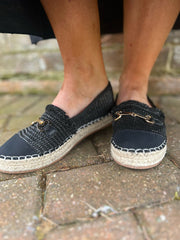 Black Chain Espadrille Shoes