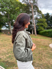 Khaki Lace Lined Jacket Harlow