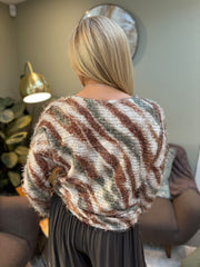 Khaki Brushed Zebra Eyelash Knit Vida