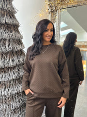 Chocolate Diamante Sweat Top Nina