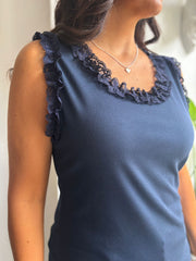 Navy Ruffle Vest Simone