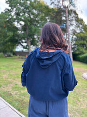 Navy Soft Cord Hooded Jacket Trina
